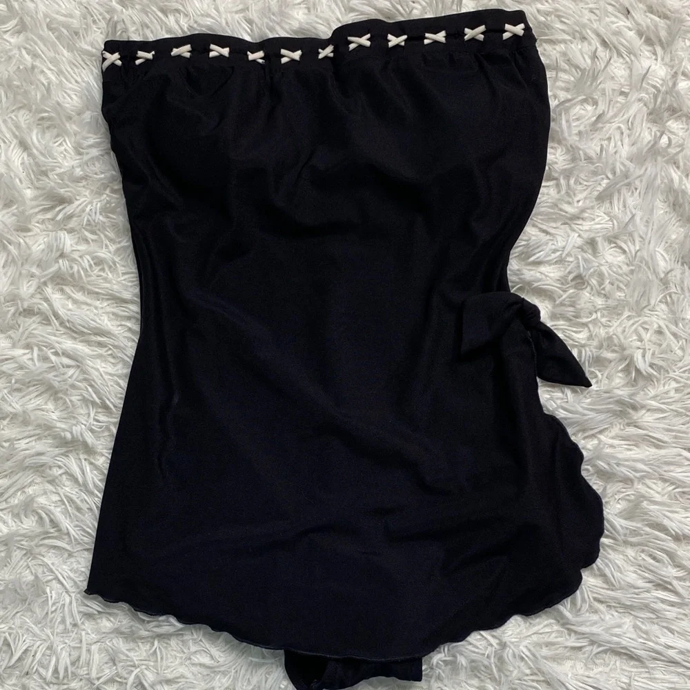Vintage Maxine of Hollywood Strapless Swimdress with White Trim